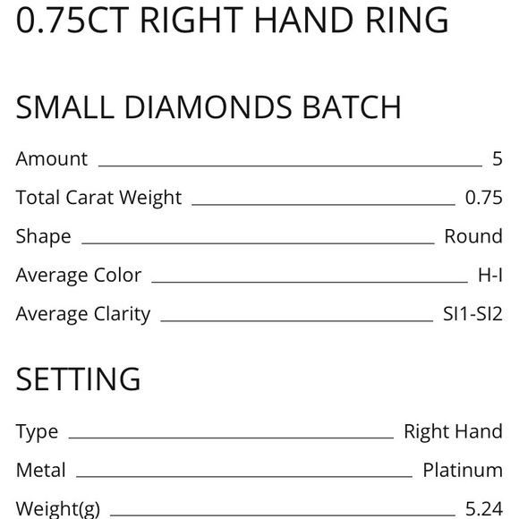 Natural diamond 5 stone 0.75 total carat weight platinum ring - Picture 11 of 15
